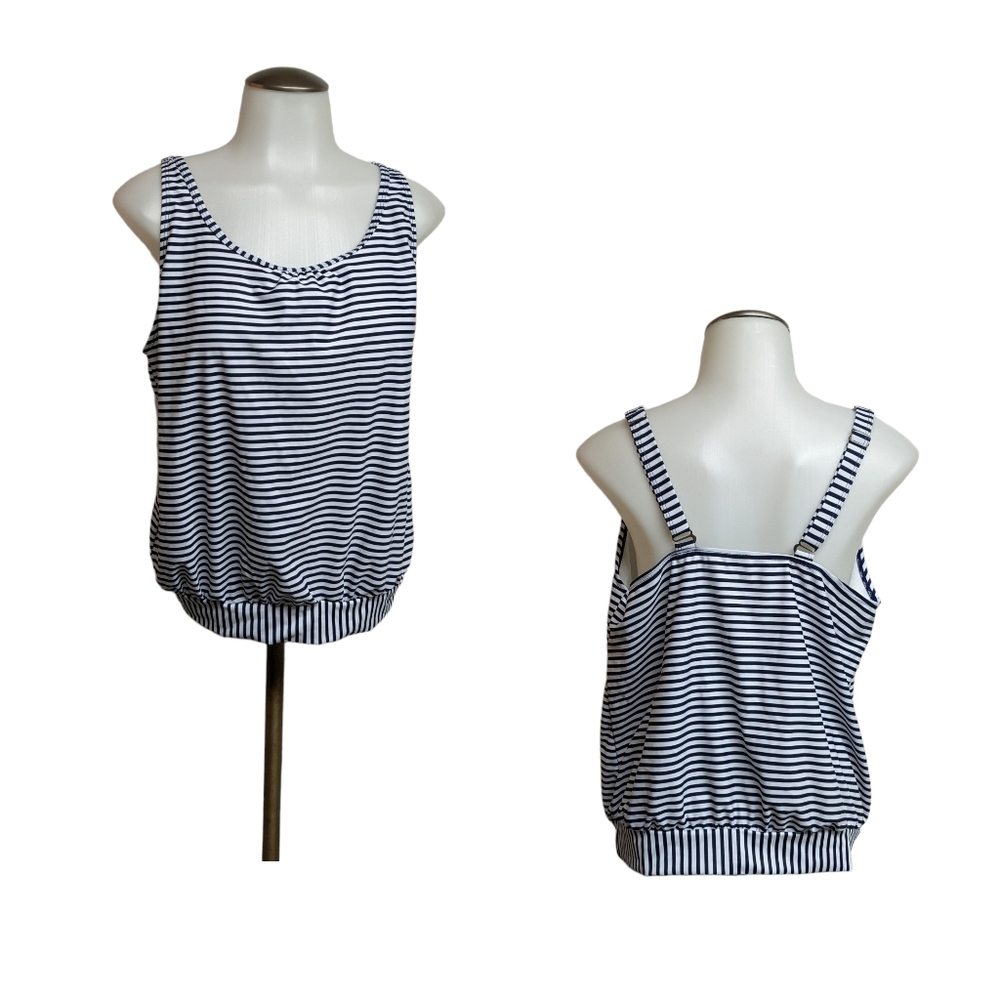 Striped Loose  Swimsuit Tankini Top